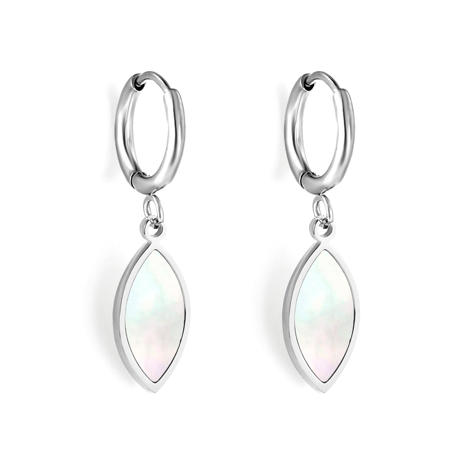 2024 New Year Fashionable Leaf-shaped White Shell Earrings asonjewelry